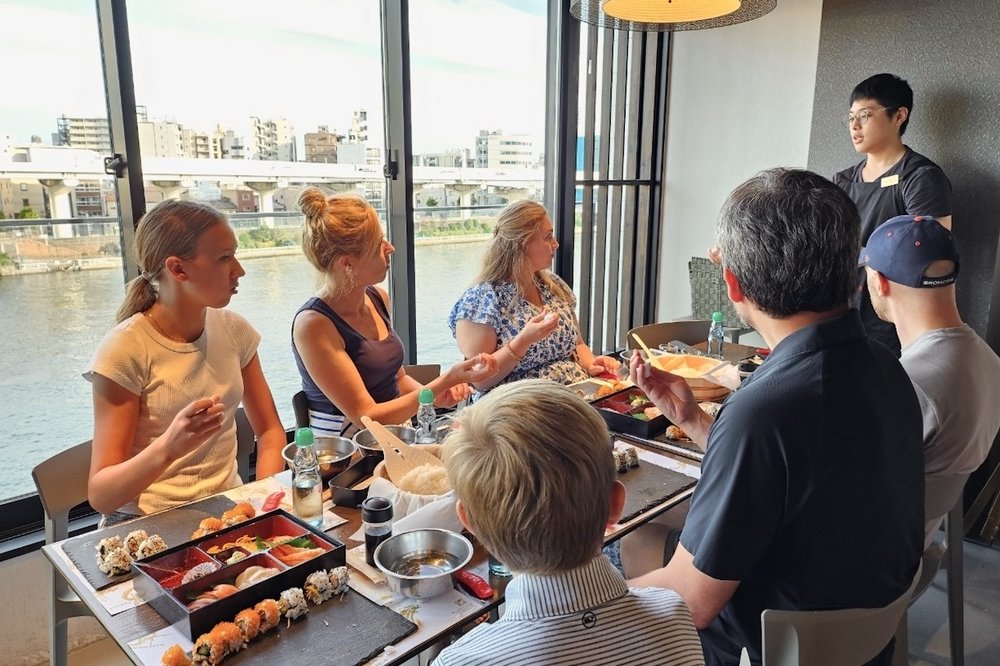 a group class on sushi making