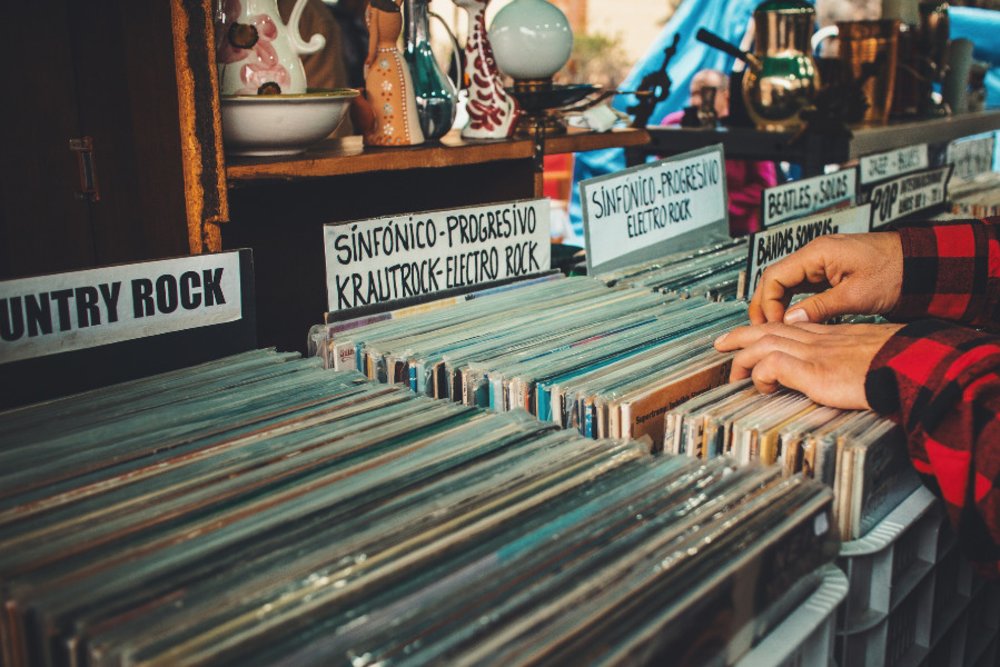 records at a paris flea market