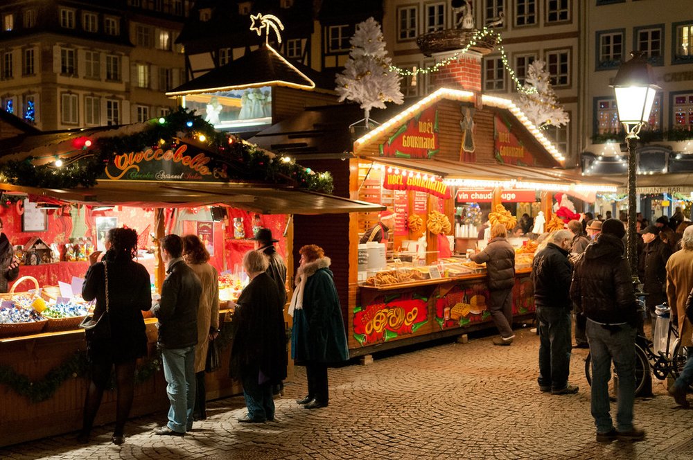 Strasbourg market stalls during christmas