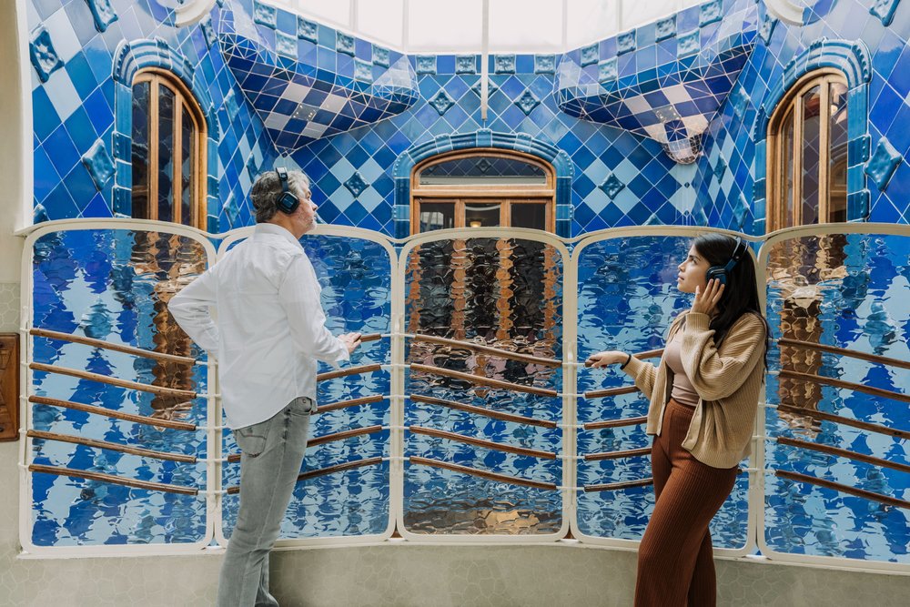 Casa Batlló’s vibrant blue-tiled courtyard