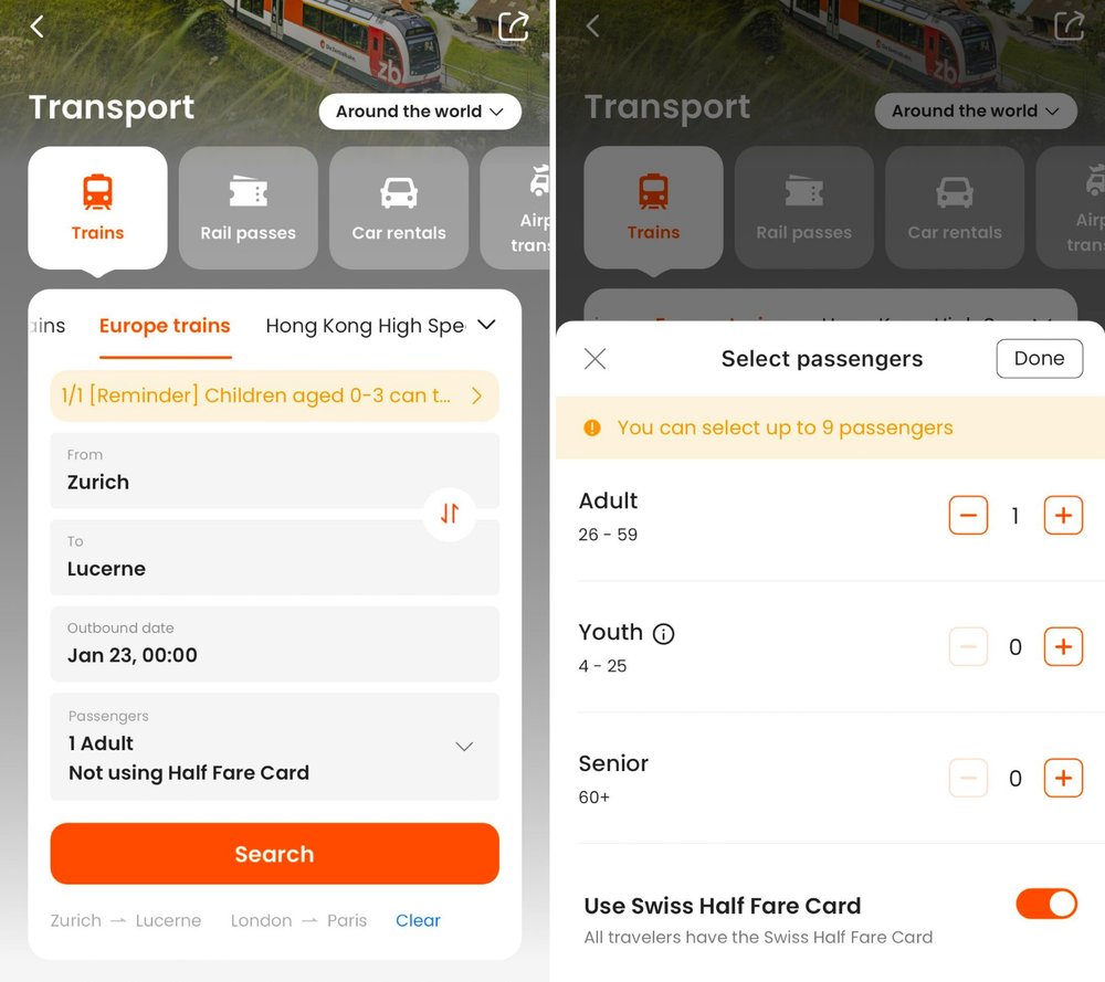 Swiss Half Fare Card Booking on Klook
