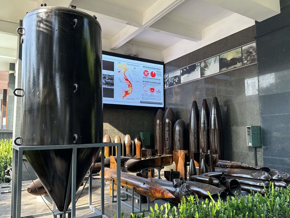 Military weapons on display