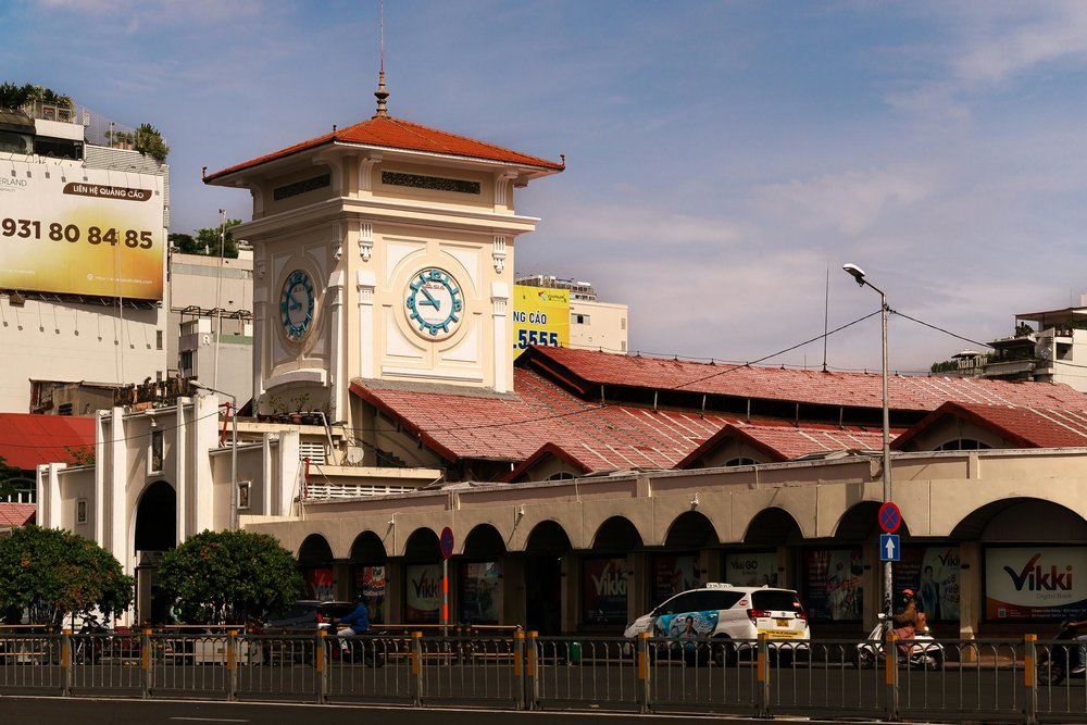 Ben Thanh Market clock tower and main entrance