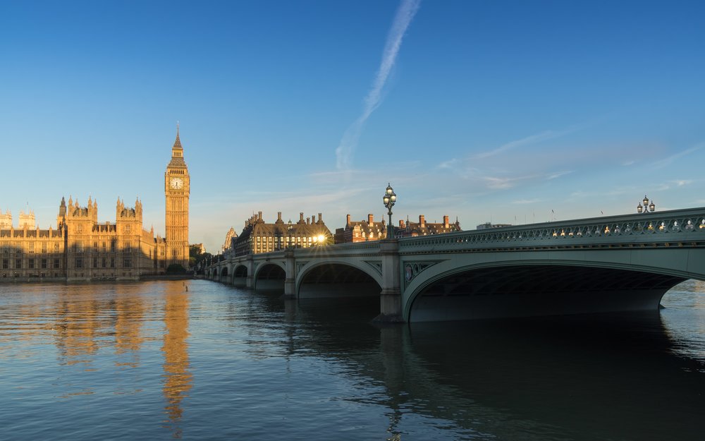The Westminster Bridge is situated on the South Bank of the River Thames