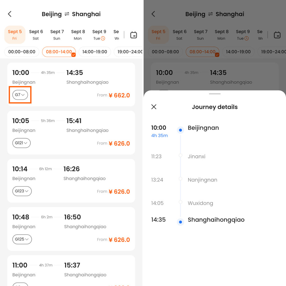 China High Speed Rail Route Details on Klook