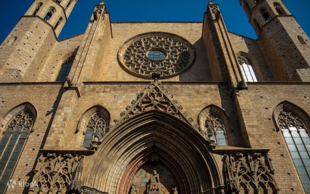 A close-up view of the Santa Maria del Mar Basilica