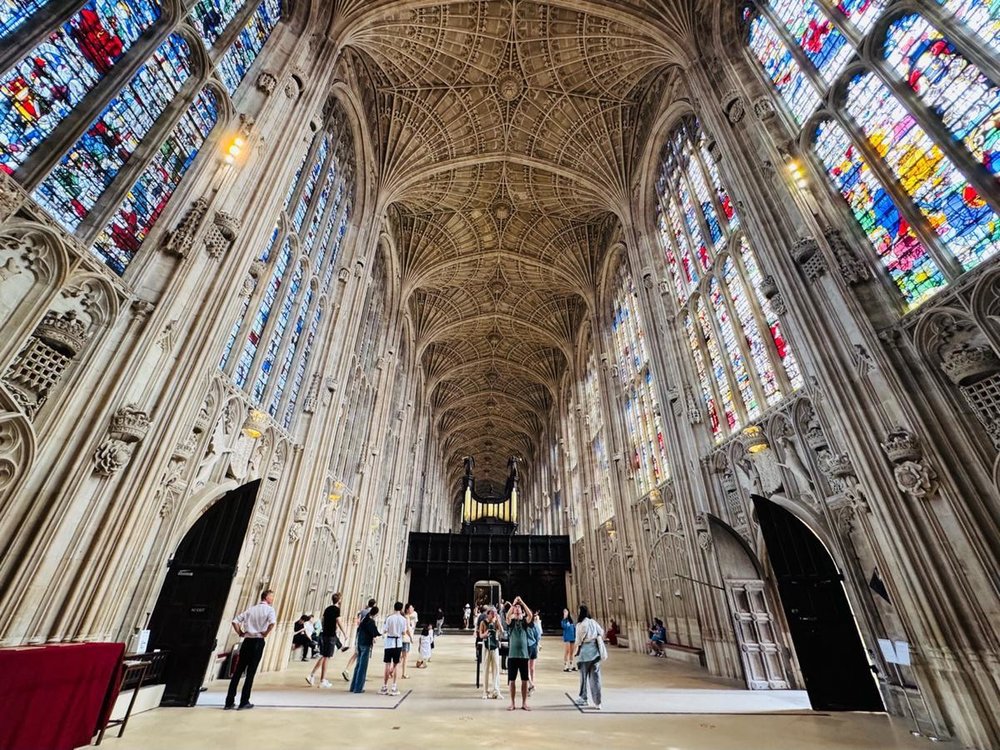 Visitors inside King’s College Chapel in Cambridge