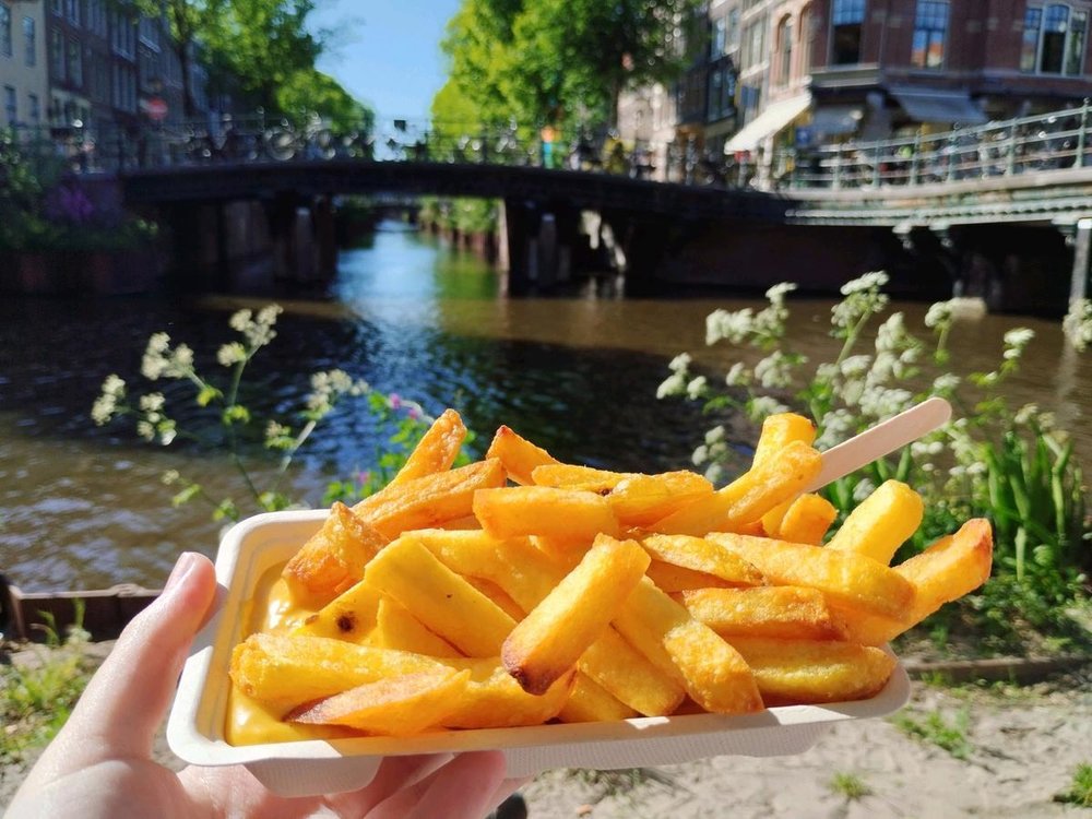 Enjoy crispy Amsterdam fries by the canals with your favorite sauce combo