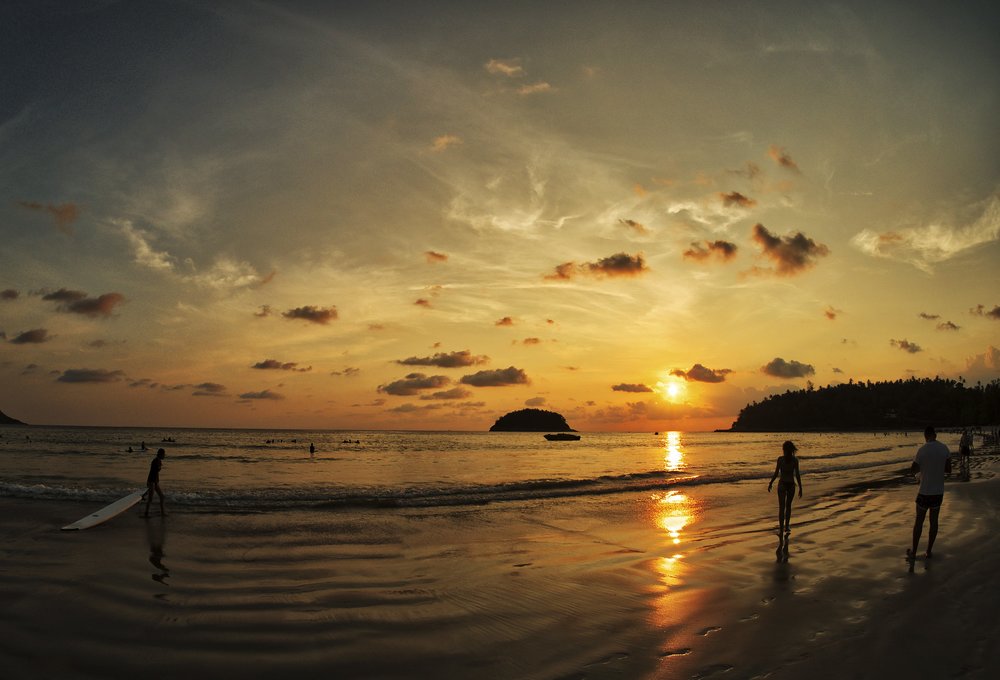 Sunset on Kata Beach in Phuket, Thailand