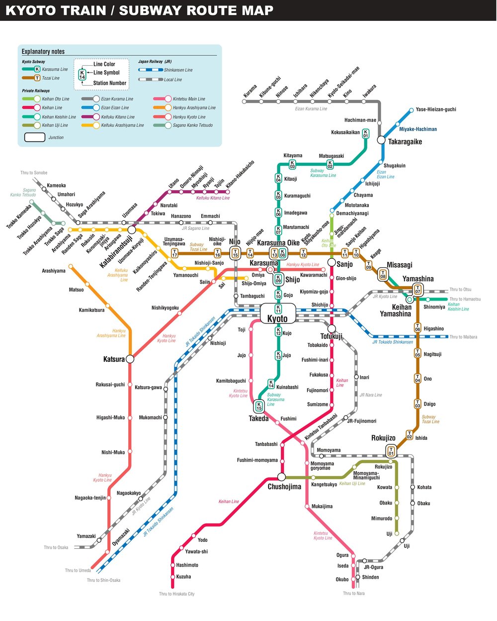 Kyoto Railway Map, Courtesy of JR Pass
