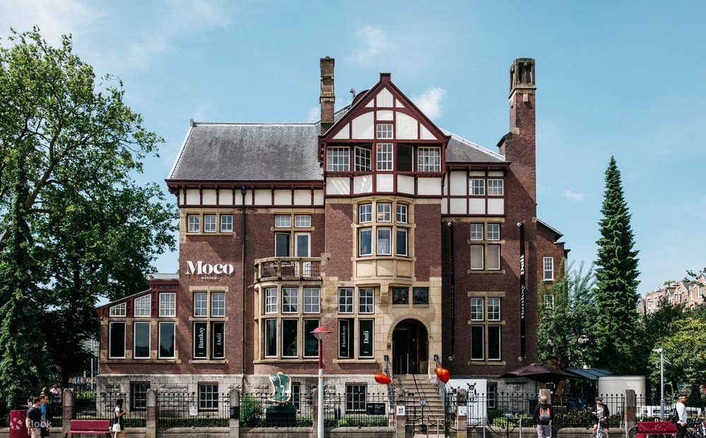 The Moco Museum’s exterior showing Dutch architecture and design