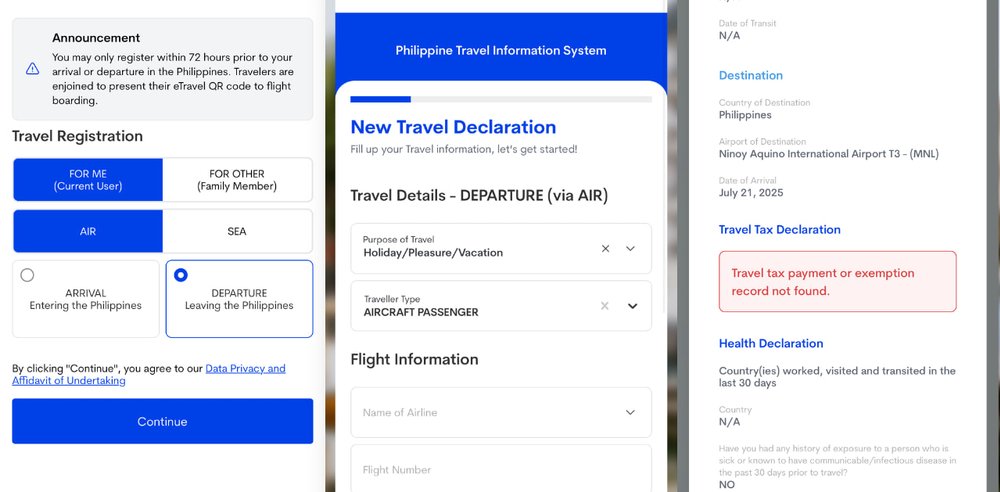 signup etravel app process