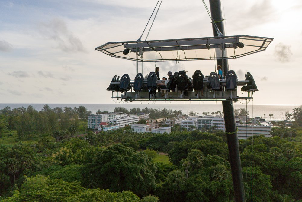 A dinner while suspended in the air