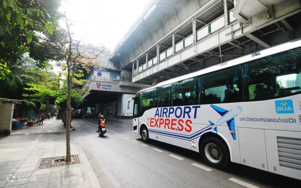 The airport bus in motion