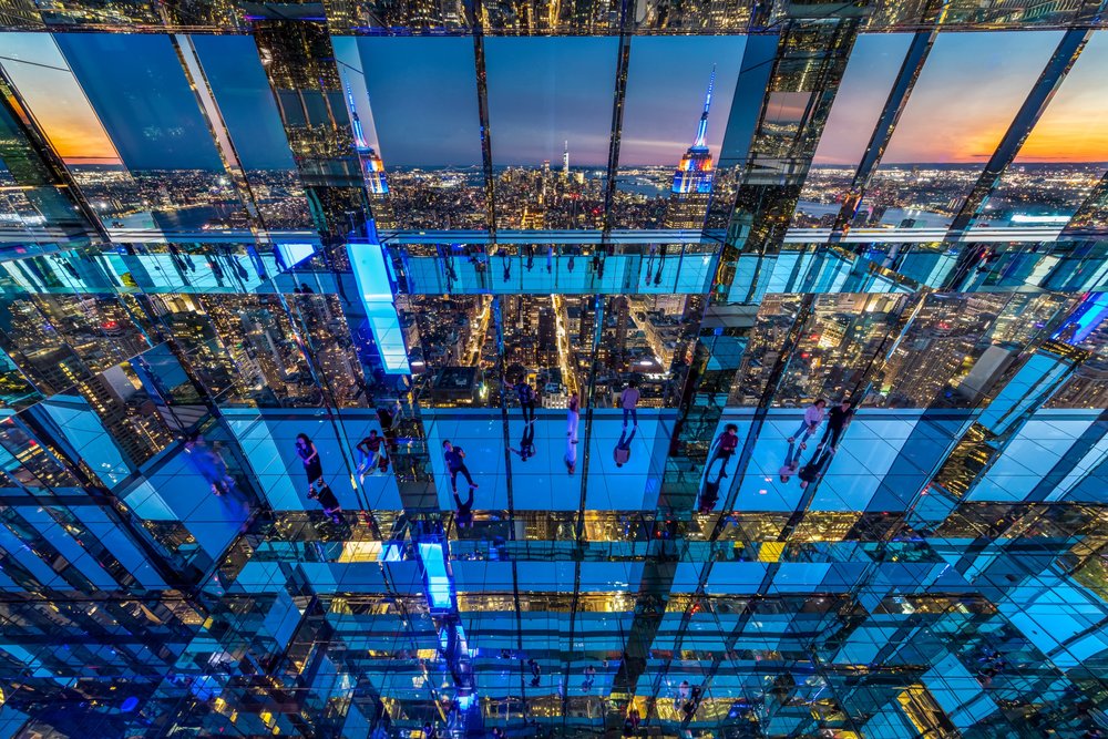 A glowing NYC skyline view from the Summit One Vanderbilt