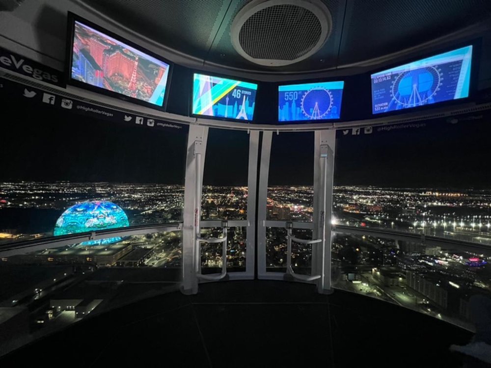 Inside view of Las Vegas High Roller observation cabin