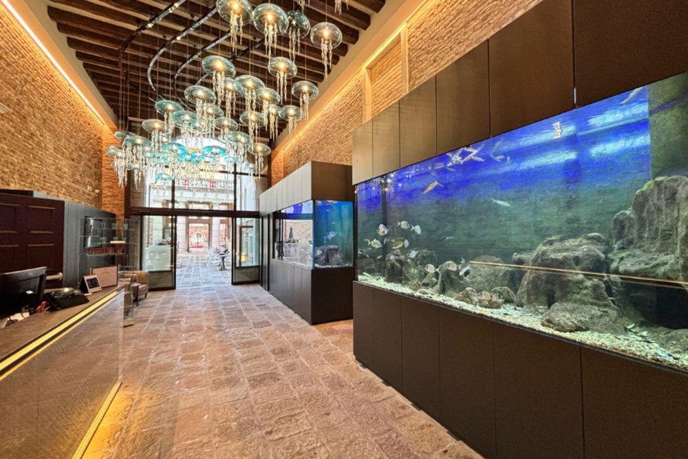 Lobby hall of Hotel Aquarius in Venice, Italy