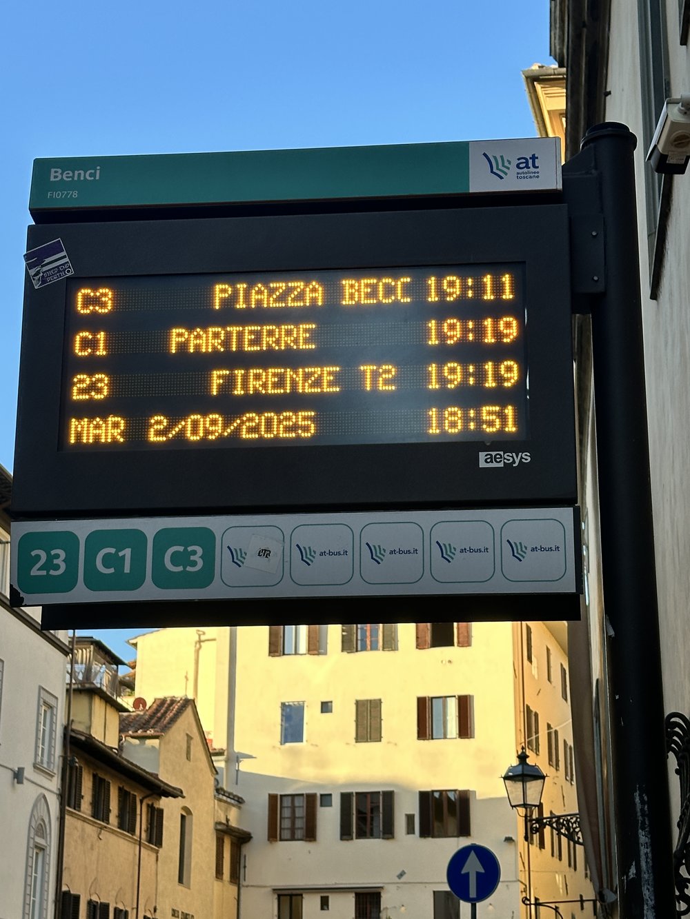 Bus stop in Florence Italy