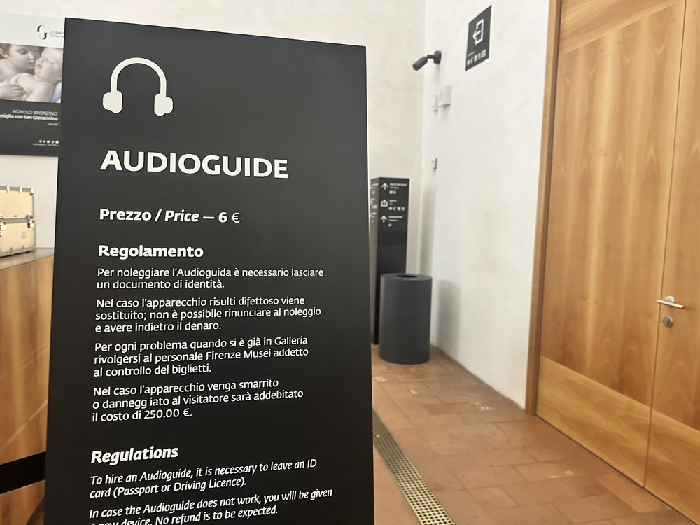 audio guide booth at the Uffizi Gallery bought with skip the line ticket