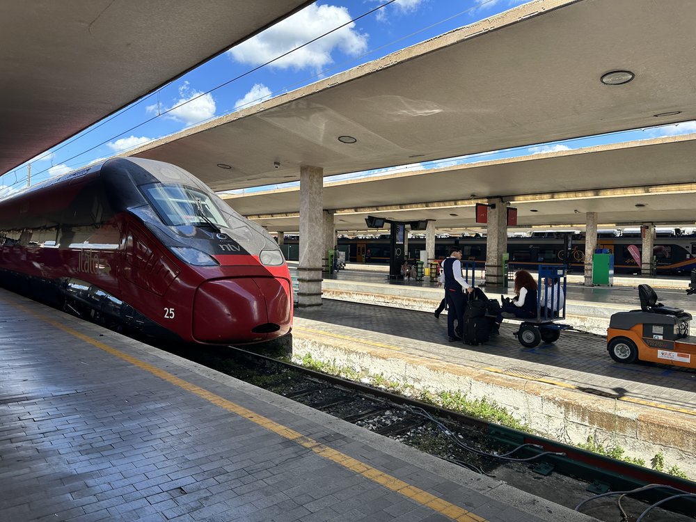 train at Santa Maria Novella Station in Florence Italy