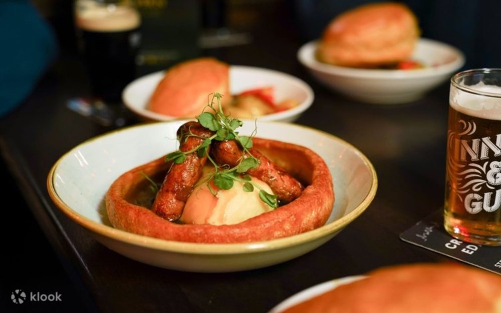 A carefully plated dinner served in a Scottish restaurant