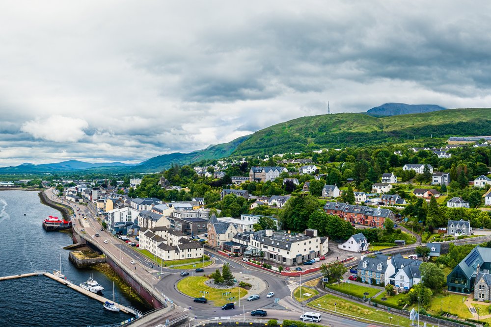 Houses and buildings at Fort William in Scotland