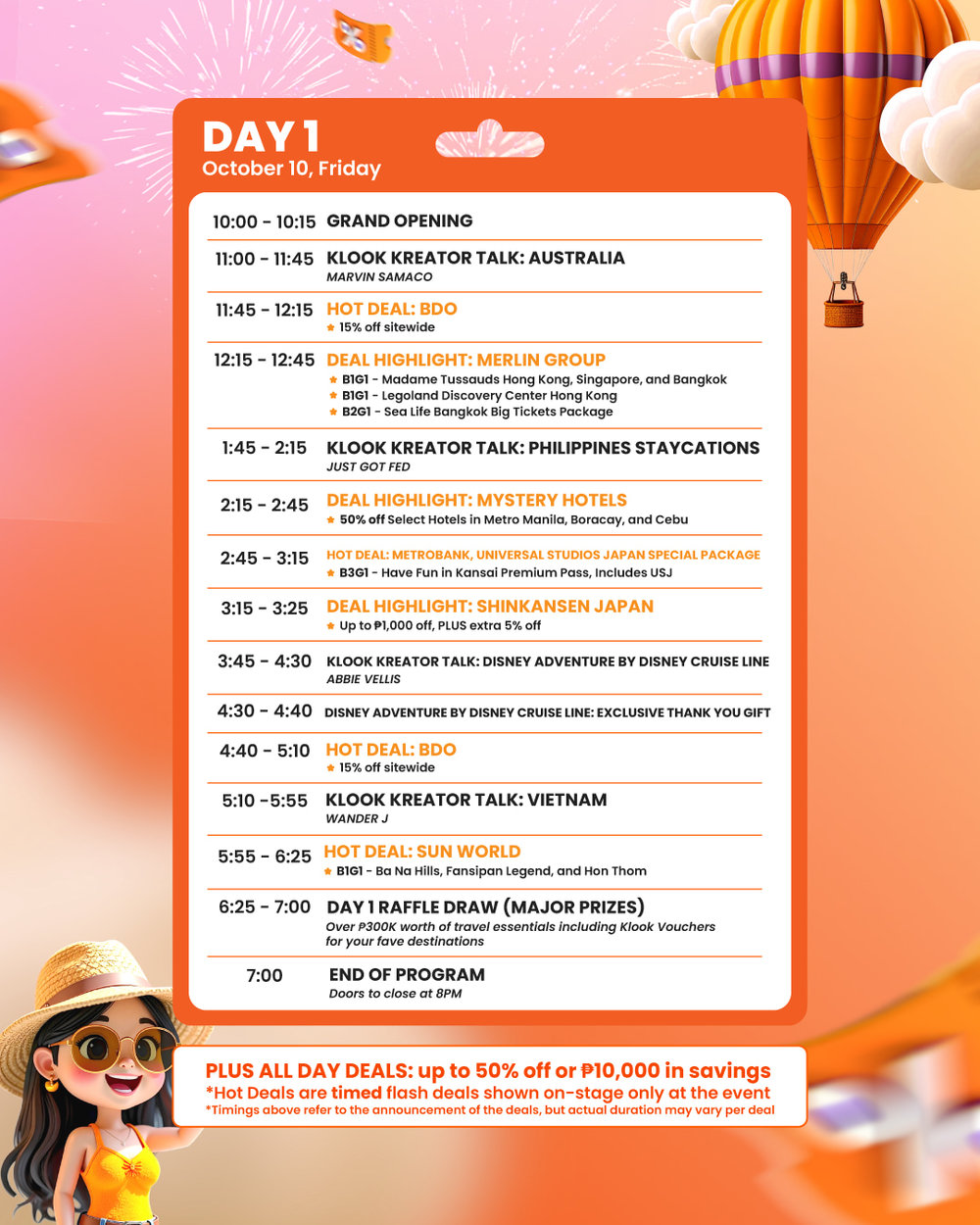 day 1 of klook travel fest ph schedule