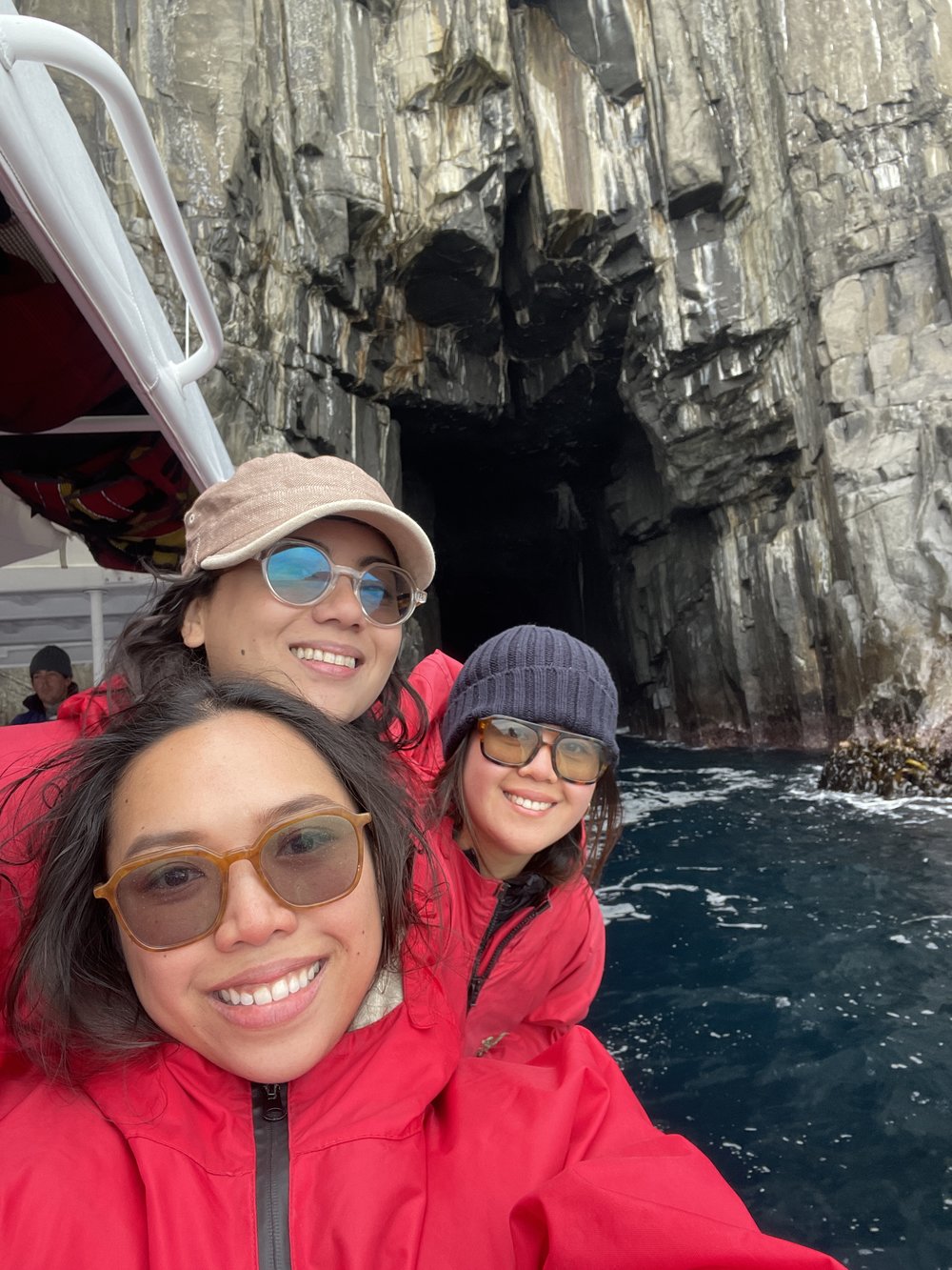 three friends on the bruny island cruise