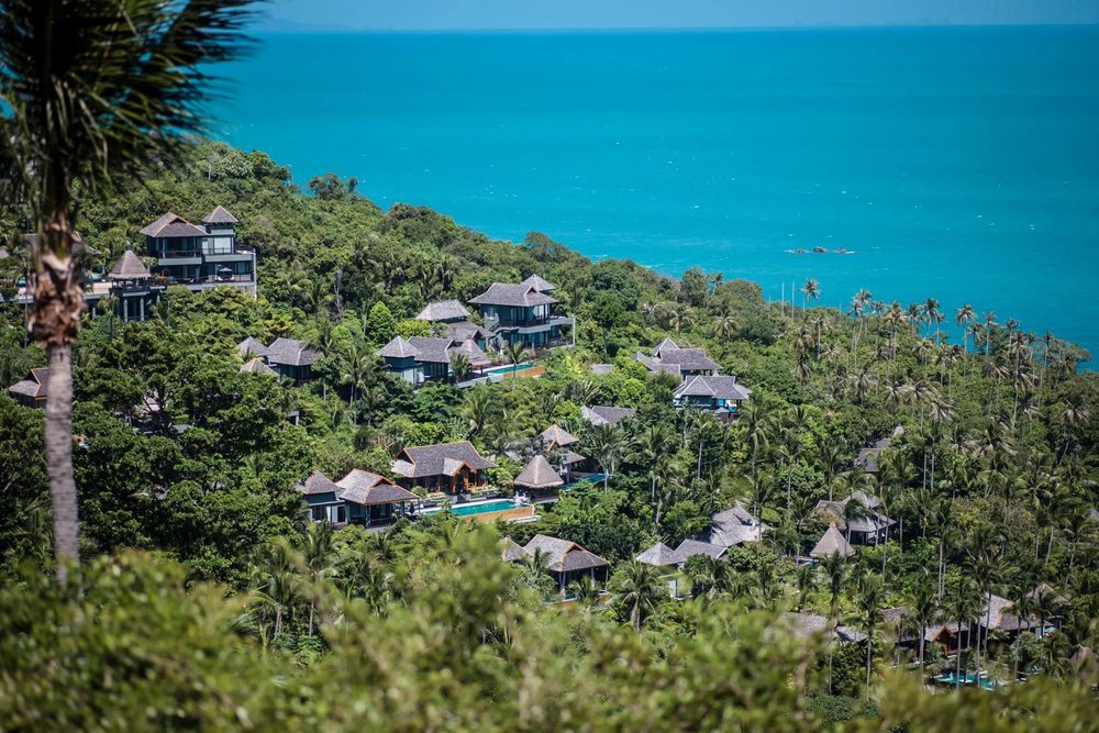The lush greenery surrounding the resort villa at Four Seasons Koh Samui