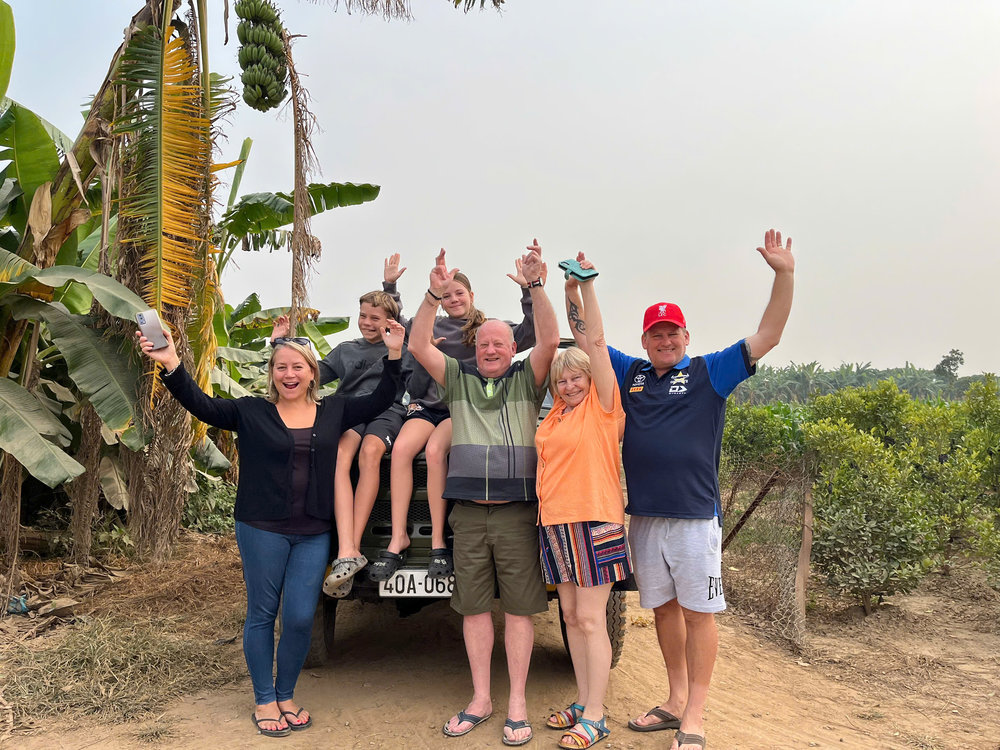 Tourists taking the Vietnam Legendary Jeep on their tour