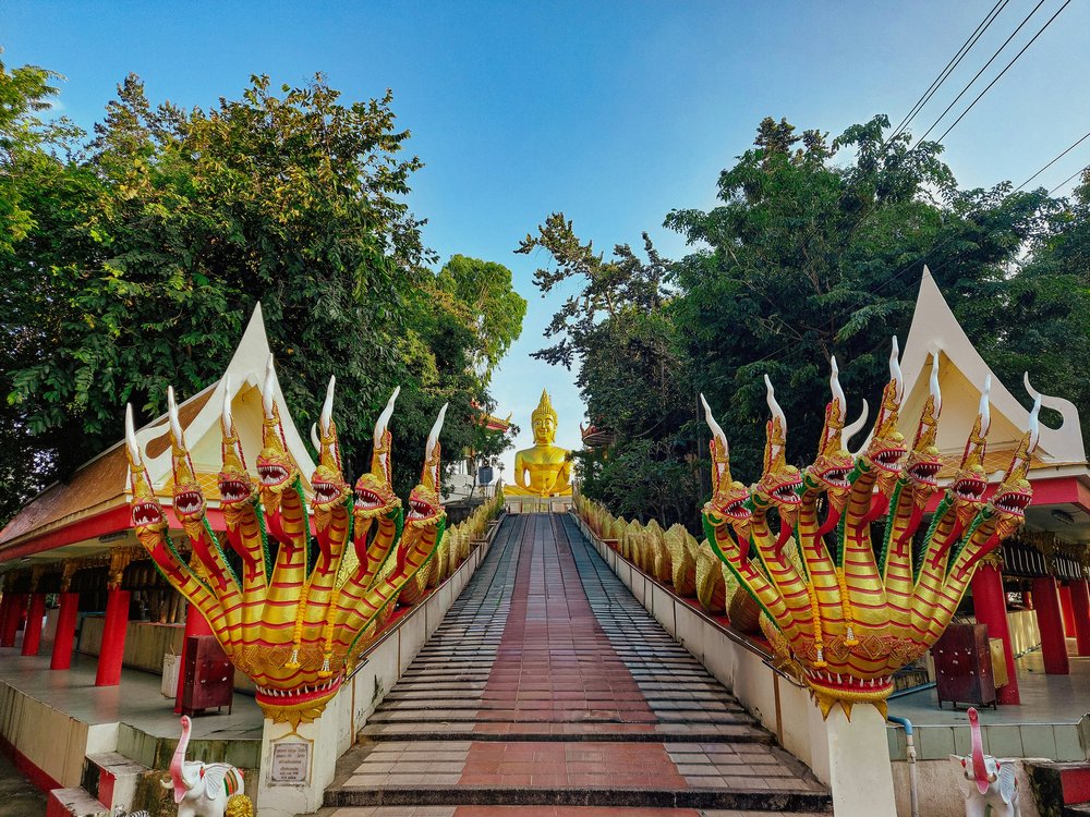 Wide-angle view of the Wat Phra Yai