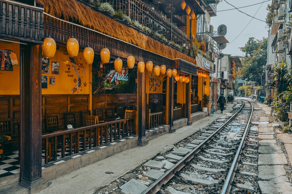 A cafe along Train Street in Hanoi