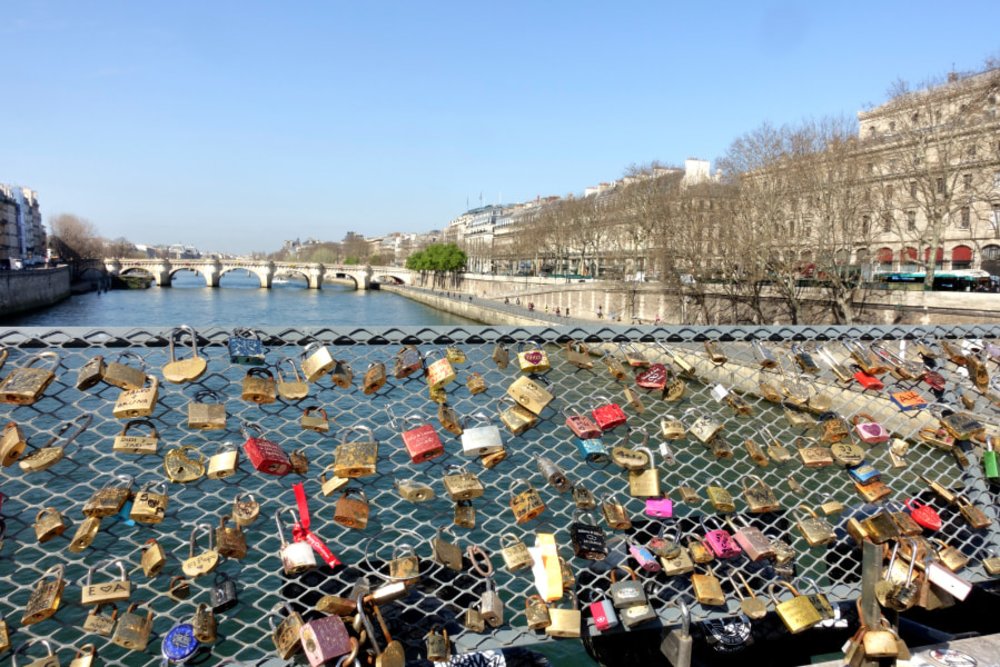 Love lock bridge - Pont des Arts in Paris, France