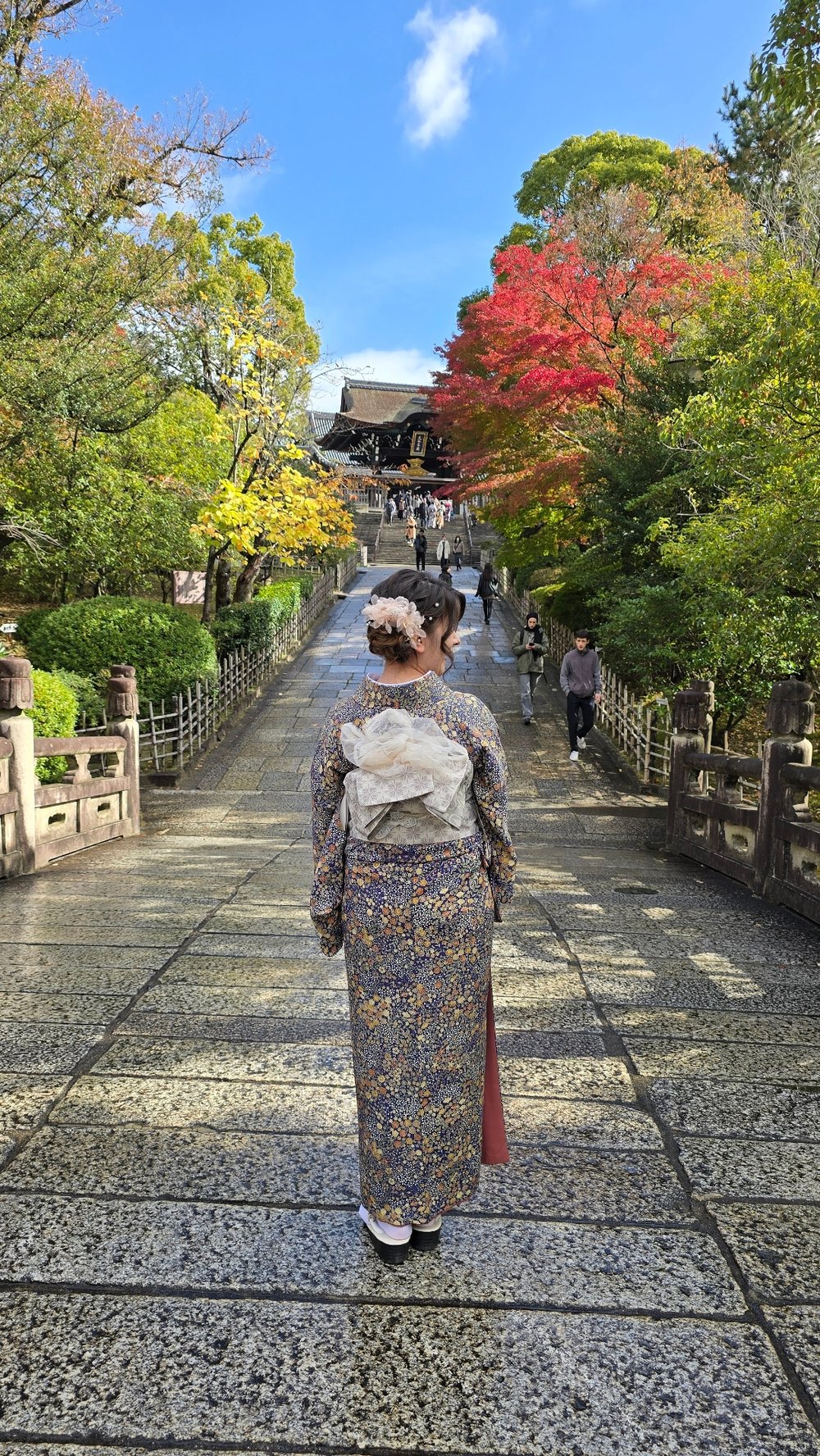 紅葉の京都で着物体験──清水寺近くで過ごす特別な一日【体験レポート】　女性 着物　後ろ立ち姿　紅葉