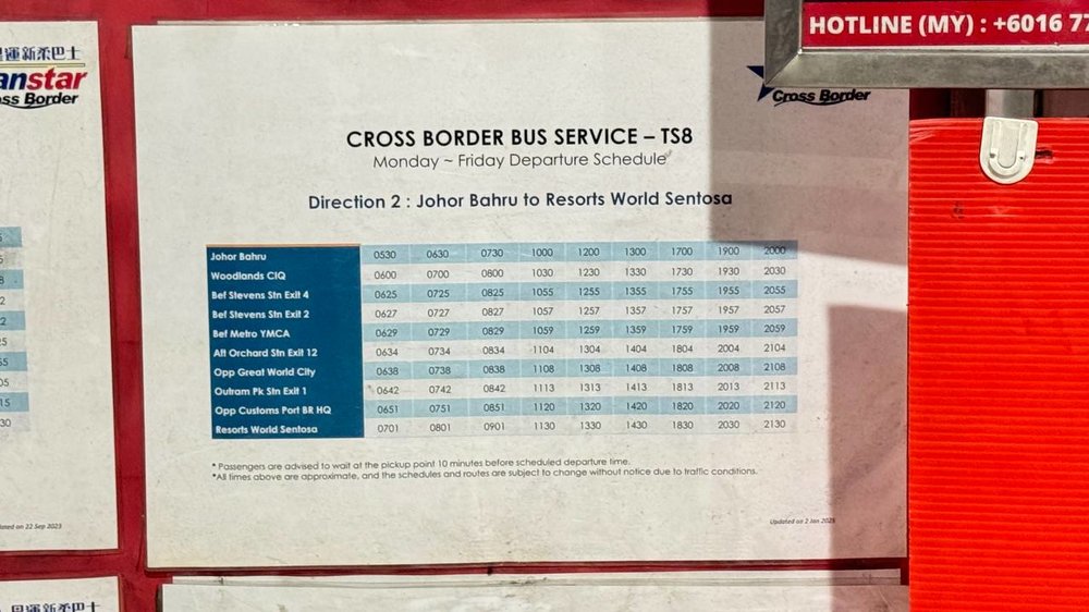 jadual bas jb sentral ke singapura resorts world sentosa klook my