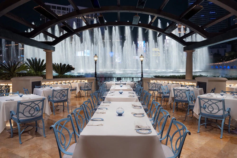 Fountain view seats at PRIME Steakhouse.