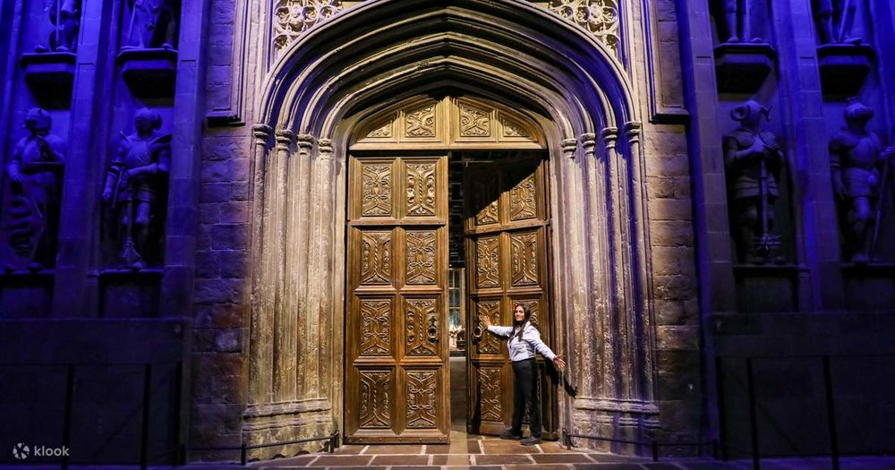 The doors to the Great Hall inside Warner Bros Harry Potter Studio Tour London