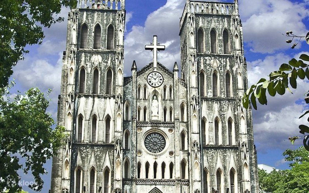 Close-up of Saint Joseph’s Cathedral in Hanoi