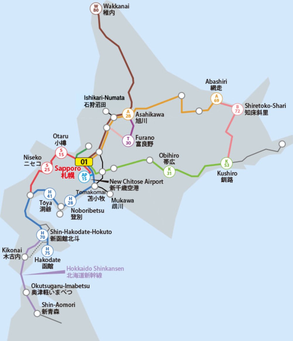 北海道JR Pass路線圖