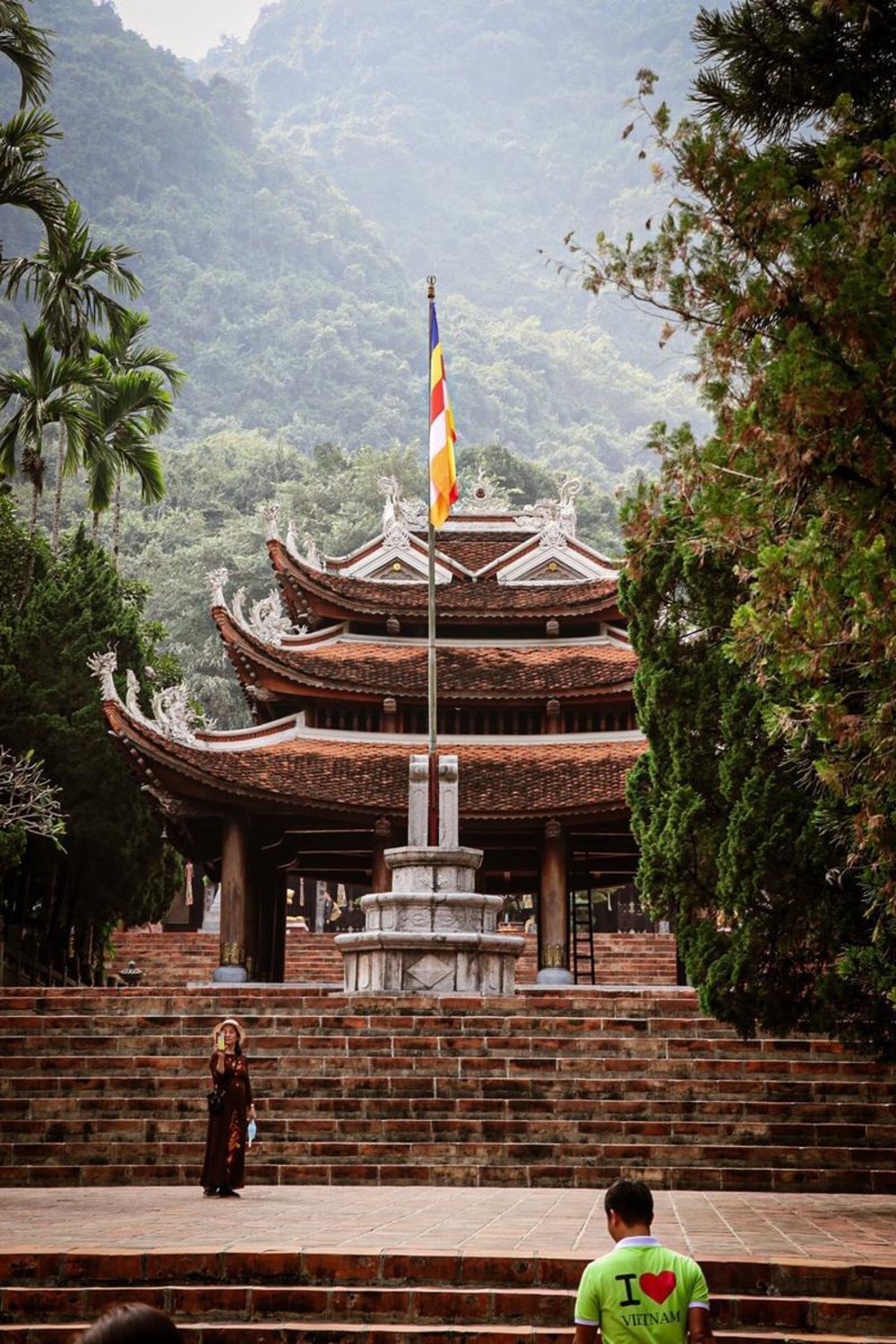 Perfume Pagoda temple surrounded by lush mountains in Vietnam