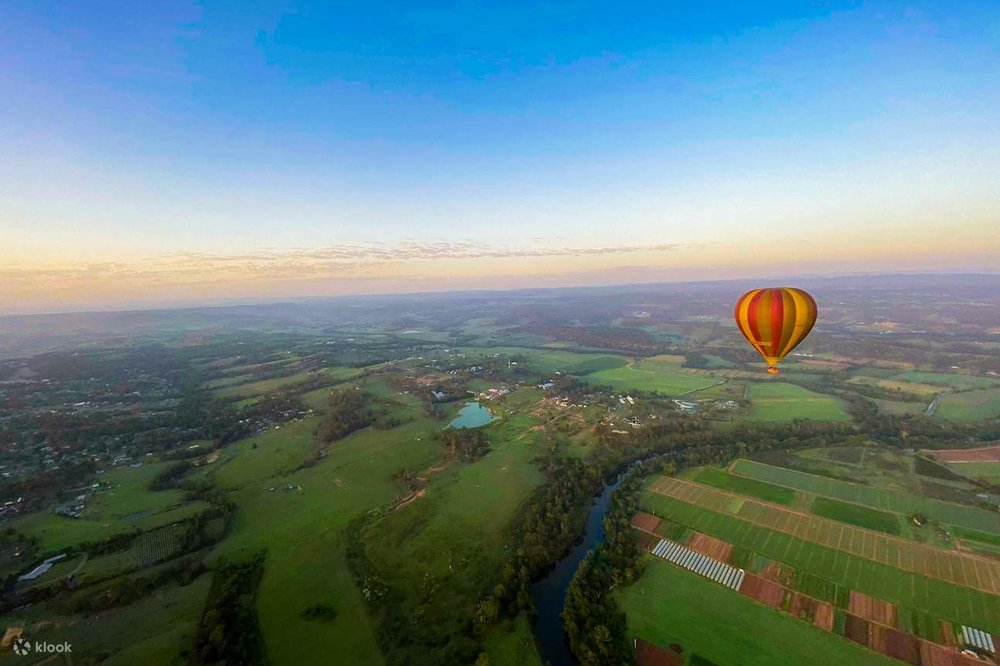 Hot air balloon over Camden Valley, New South Wales, Australia