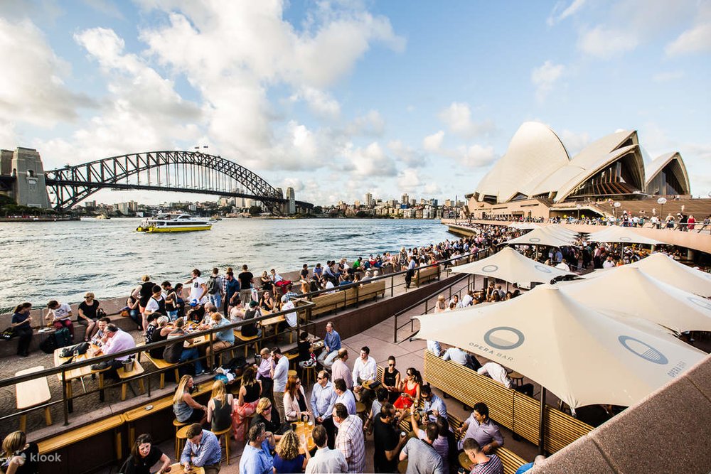 Lunchtime at Opera Bar, one of the most popular dining options at Sydney Opera House.