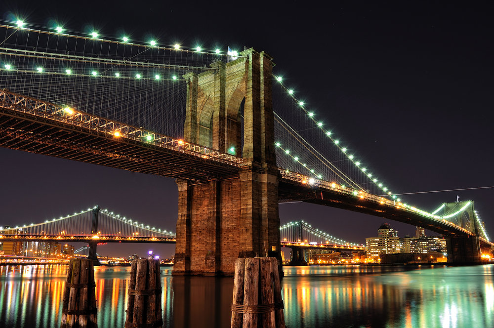 The Brooklyn Bridge at night