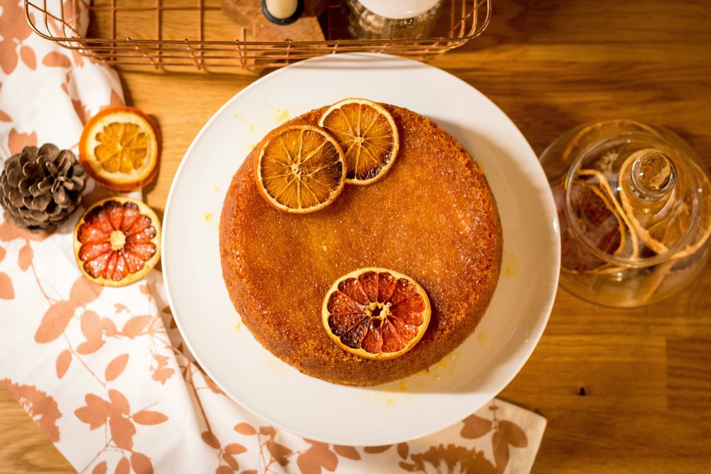 Orange cake, made with fresh oranges from Valencia.