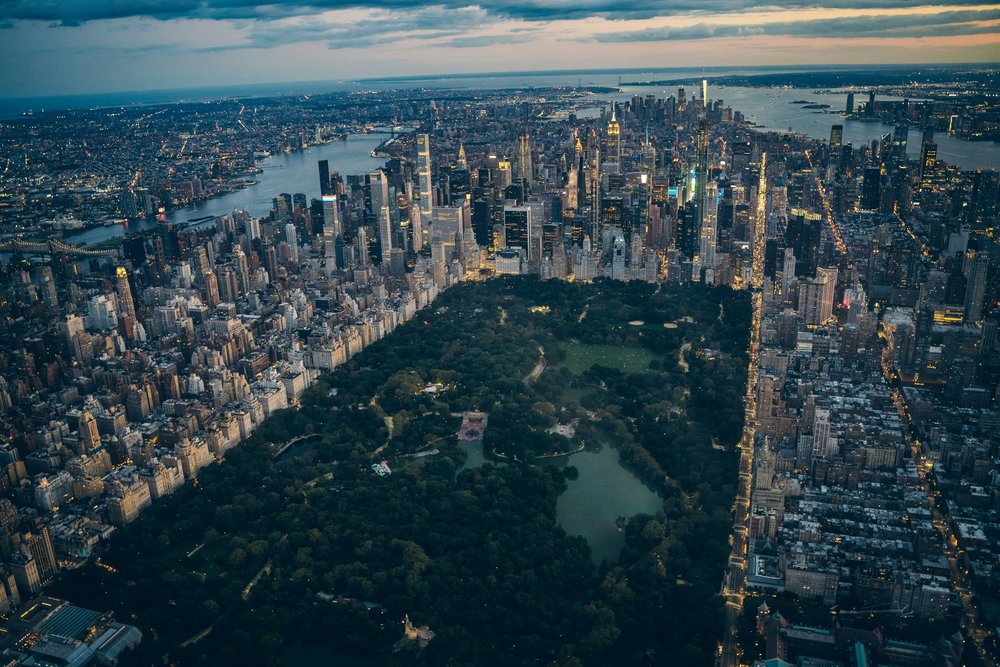 Aerial view of New York, with Central Park in the middle