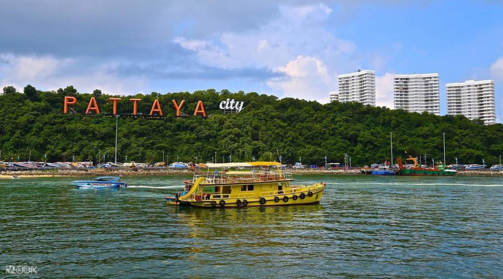 The Pattaya City sign as seen from Pattaya Beach