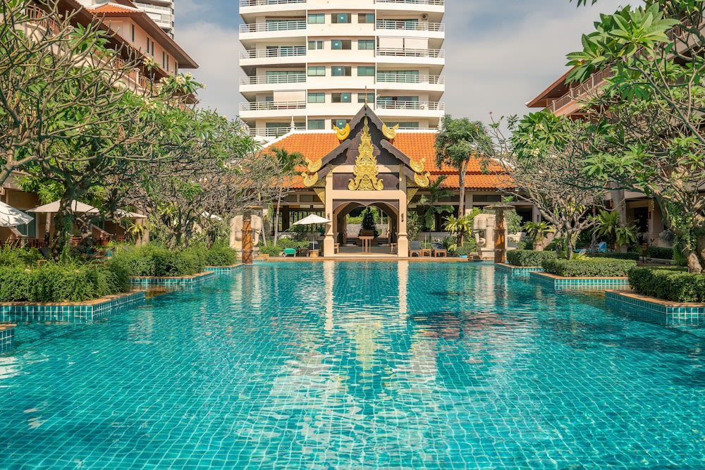 At the end of the resort’s large pool stands their pavilion, which has traditional Thai architecture.
