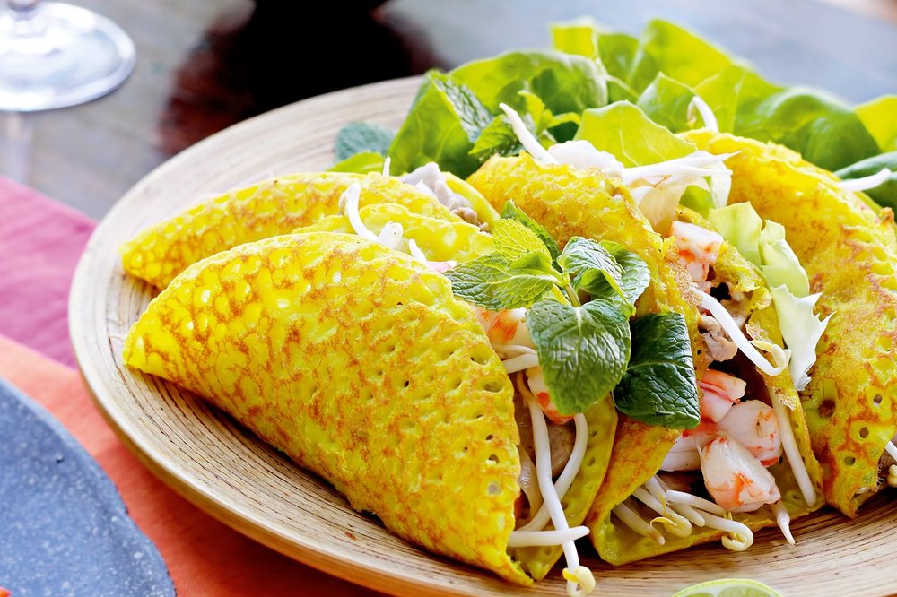 Banh xeo, or crispy rice pancakes, a famous Hoi An specialty.