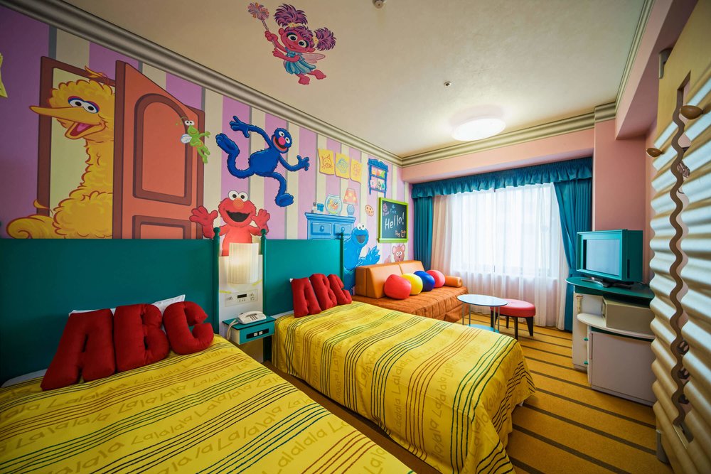Sesame Street-themed Twin Room at Hotel Kintetsu Universal City