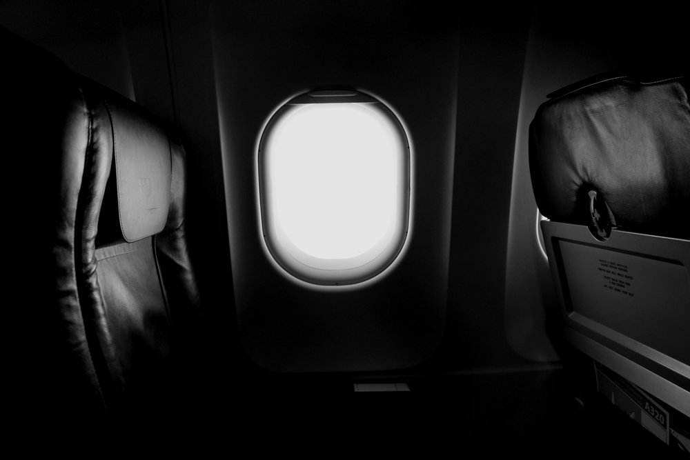 Window view in an airplane